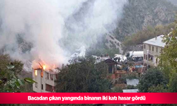 bacadan çıkan yangında binanın iki katı hasar gördü