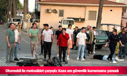 otomobil ile motosiklet çarpıştı: Kaza anı güvenlik kamerasına yansıdı
