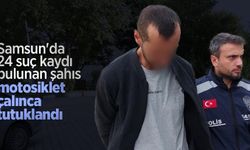 Samsun'da 24 suç kaydı bulunan şahıs motosiklet çalınca tutuklandı
