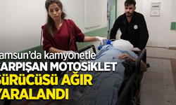 Samsun'da kamyonetle çarpışan motosiklet sürücüsü ağır yaralandı