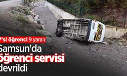 Samsun'da öğrenci servisi devrildi: 9 yaralı
