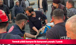 Tomruk yüklü kamyon ile kamyonet çarpıştı: 3 yaralı
