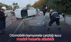 Otomobilin kamyonete çarptığı kaza maddi hasarla atlatıldı