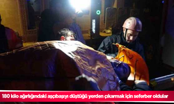180 kilo ağırlığındaki aşçıbaşıyı düştüğü yerden çıkarmak için seferber oldular