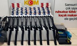 Samsun'da çok sayıda ruhsatsız tüfek ve kaçak makaron ele geçirildi