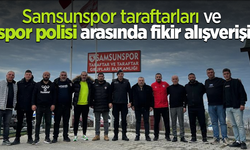 Samsunspor taraftarları ve spor polisi arasında fikir alışverişi