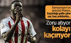 Samsunspor'un golcüsü Marius, kaçırdığı golle yine saç baş yoldurdu... Zoru atıyor kolayı kaçırıyor