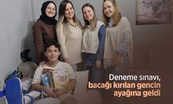 Deneme sınavı, bacağı kırılan gencin ayağına geldi