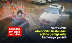 Samsun'da otomobilin hastanenin aciline girdiği anlar kameraya yansıdı