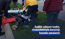 Samsun'da sağlık çalışanı kadın, motosikletiyle karıştığı kazada yaralandı