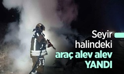 Seyir halindeki araç alev alev yandı