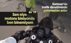 Samsun'da trafik denetiminde gülümseten anlar