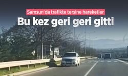 Samsun'da trafikte tersine hareketler: Bu kez geri geri gitti