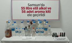 Samsun'da 55 litre etil alkol ve 56 adet aroma kiti ele geçirildi