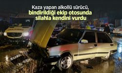 Kaza yapan alkollü sürücü, bindirildiği ekip otosunda silahla kendini vurdu