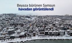 Beyaza bürünen Samsun havadan görüntülendi