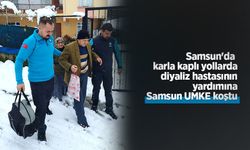 Samsun'da karla kaplı yollarda diyaliz hastasının yardımına Samsun UMKE koştu