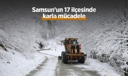 Samsun’un 17 ilçesinde karla mücadele