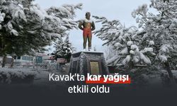 Kavak'ta kar yağışı etkili oldu