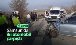 Samsun'da iki otomobil çarpıştı: 10 yaralı