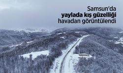 Samsun'da yaylada kış güzelliği havadan görüntülendi