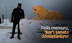 Polis memuru, ‘kar’ı sanata dönüştürüyor