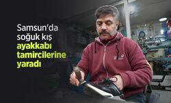 Samsun'da soğuk kış, ayakkabı tamircilerine yaradı