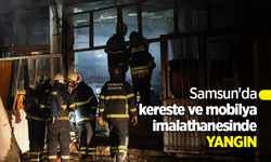 Samsun'da kereste ve mobilya imalathanesinde yangın