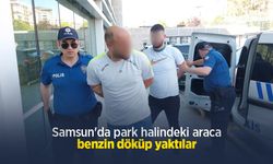 Samsun'da park halindeki araca benzin döküp yaktılar