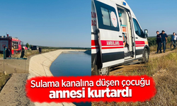 Sulama kanalı düşen çocuğu annesi kurtardı
