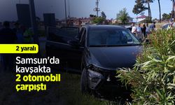 Samsun'da kavşakta 2 otomobil çarpıştı: 2 yaralı