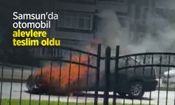 Samsun'da otomobil alevlere teslim oldu