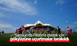 Samsun'da Filistin'e destek için gökyüzüne uçurtmalar bırakıldı