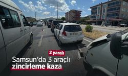 Samsun’da 3 araçlı zincirleme kaza; 2 yaralı