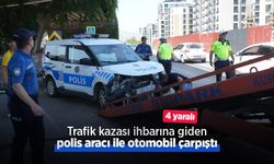 Trafik kazası ihbarına giden polis aracı ile otomobil çarpıştı: 4 yaralı