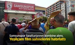 Samsunspor taraftarlarının kombine alımı, Yeşilçam film sahnelerini hatırlattı