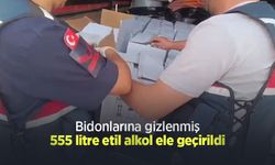 Bidonlarına gizlenmiş 555 litre etil alkol ele geçirildi