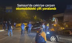 Samsun'da çekiciye çarpan otomobildeki çift yaralandı