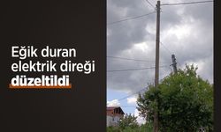 Eğik duran elektrik direği düzeltildi