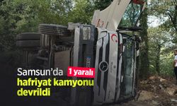 Samsun’da hafriyat kamyonu devrildi: 1 yaralı