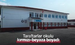 Taraftarlar okulu kırmızı-beyaza boyadı