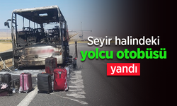 Seyir halindeki yolcu otobüsü yandı.