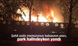 Şehit polis memurunun babasının aracı, park halindeyken yandı