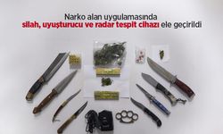 Narko alan uygulamasında silah, uyuşturucu ve radar tespit cihazı ele geçirildi