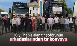 16 yıl hapis alan tır şoförünün arkadaşlarından tır konvoyu