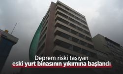 Deprem riski taşıyan eski yurt binasının yıkımına başlandı