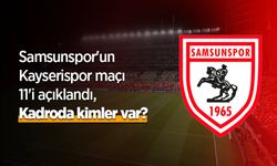 Samsunspor'un Kayserispor maçı 11'i açıklandı, Kadroda kimler var?