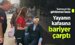Samsun'da görünmez kaza: Yayanın kafasına bariyer çarptı