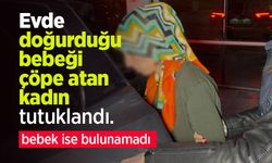 Evde doğurduğu bebeği çöpe atan kadın tutuklandı, bebek ise bulunamadı.