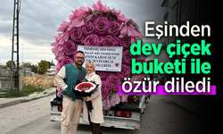 Eşinden dev çiçek buketi ile özür diledi.